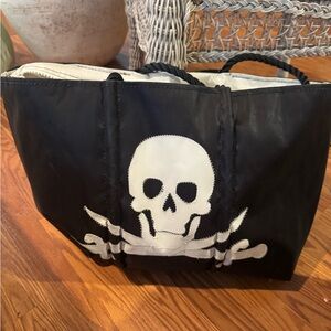Black Tote Bag with Skull Design